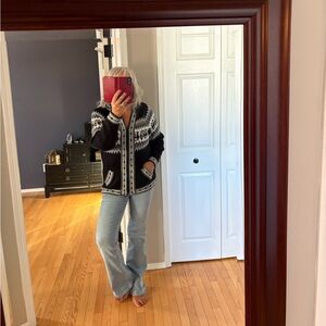 Women's Black and Gray Zip-Up Sweater from Peru